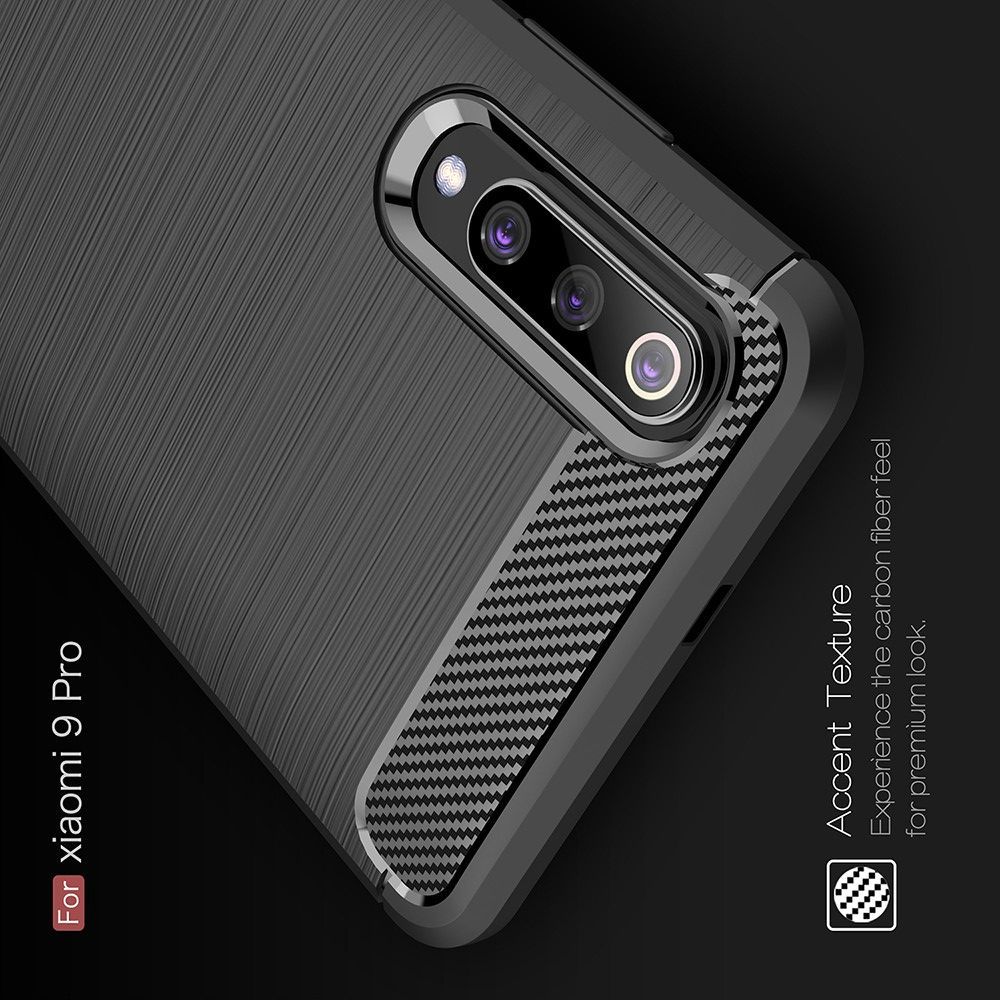 Carbon Fibre Силиконовый матовый бампер чехол для Xiaomi Mi 9 Pro Черный
