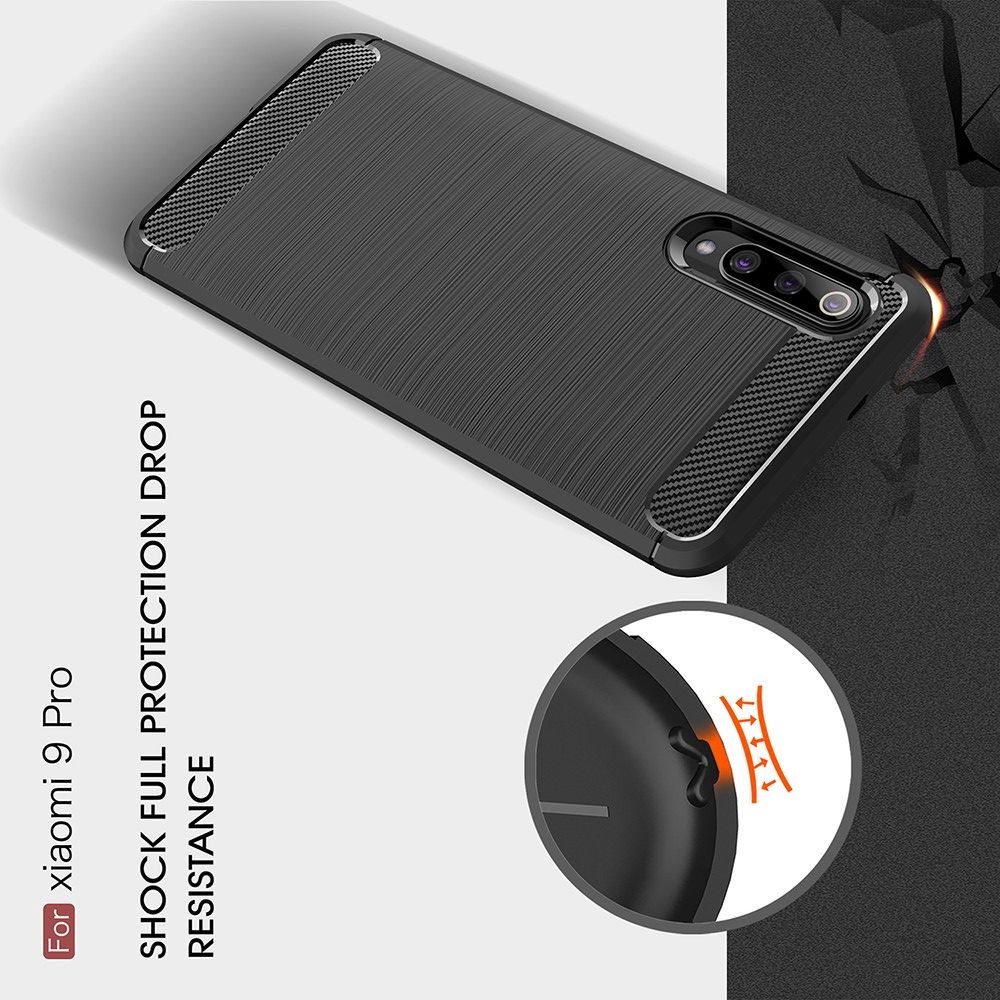 Carbon Fibre Силиконовый матовый бампер чехол для Xiaomi Mi 9 Pro Синий