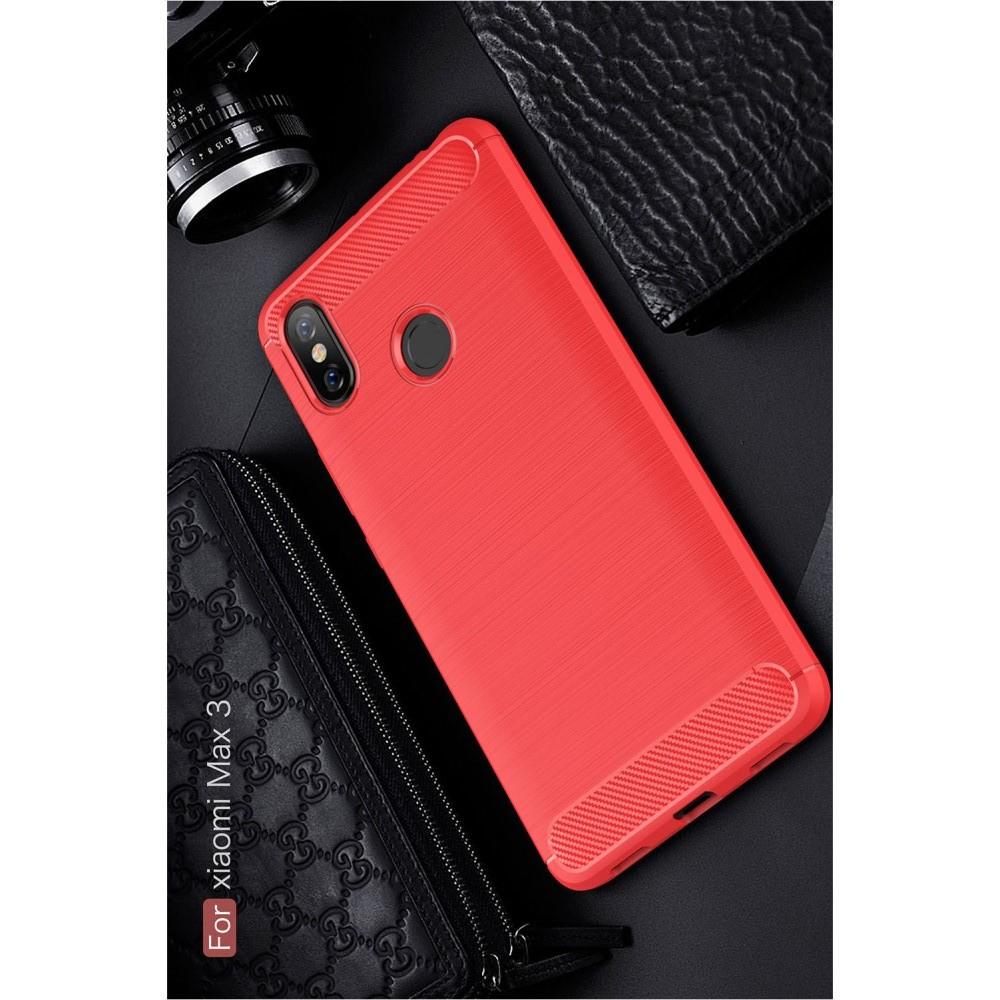 Carbon Fibre Силиконовый матовый бампер чехол для Xiaomi Mi Max 3 Красный