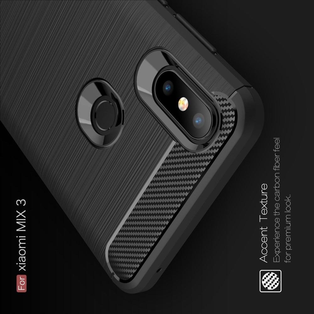 Carbon Fibre Силиконовый матовый бампер чехол для Xiaomi Mi Mix 3 Черный