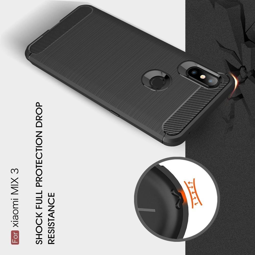 Carbon Fibre Силиконовый матовый бампер чехол для Xiaomi Mi Mix 3 Серый