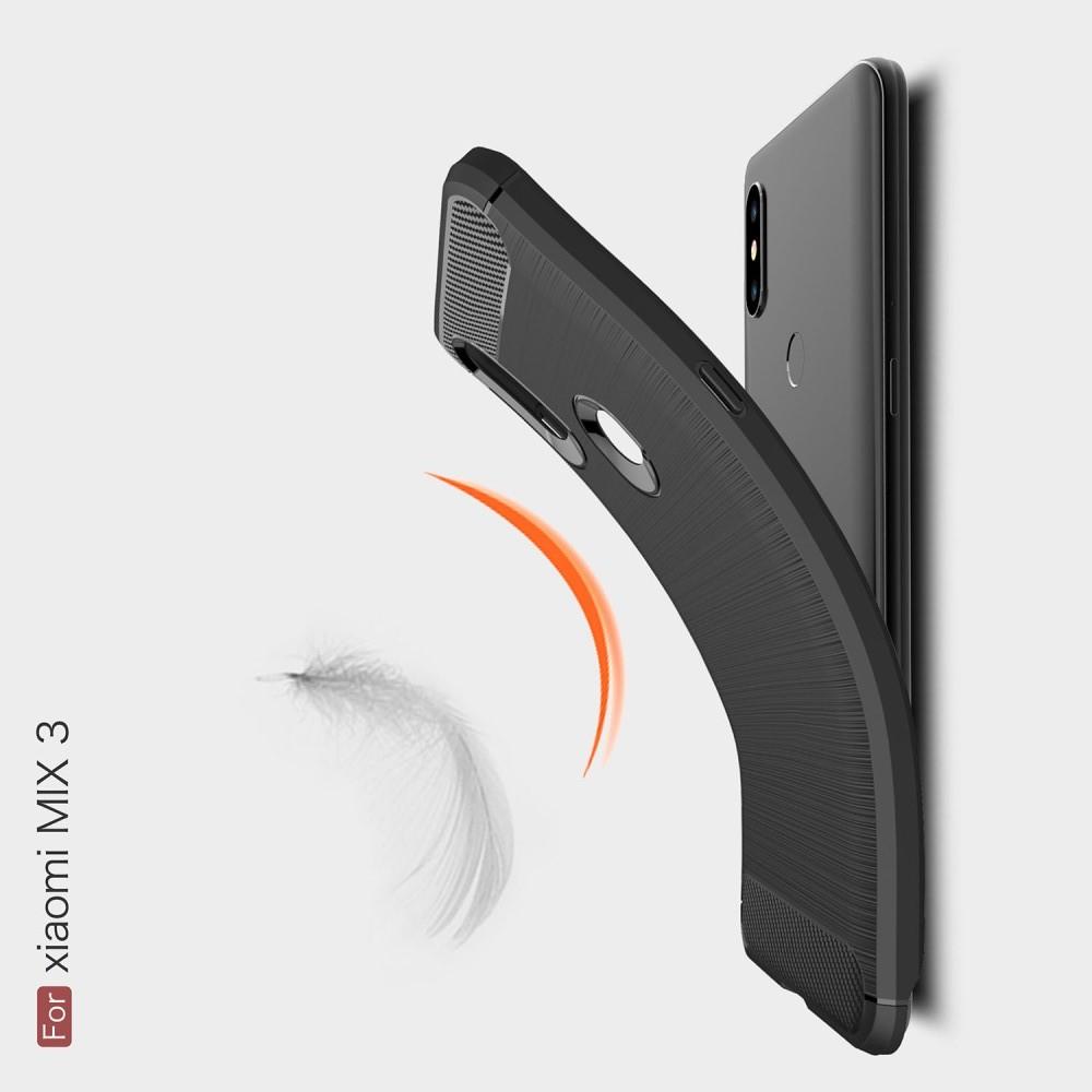 Carbon Fibre Силиконовый матовый бампер чехол для Xiaomi Mi Mix 3 Серый