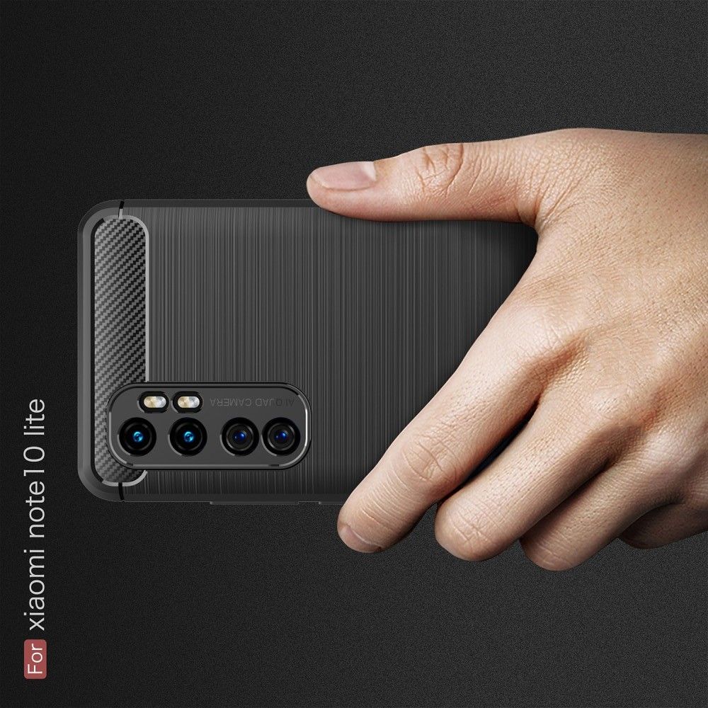 Carbon Fibre Силиконовый матовый бампер чехол для Xiaomi Mi Note 10 Lite Черный