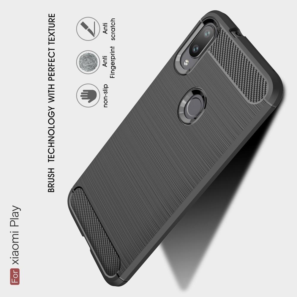 Carbon Fibre Силиконовый матовый бампер чехол для Xiaomi Mi Play Черный