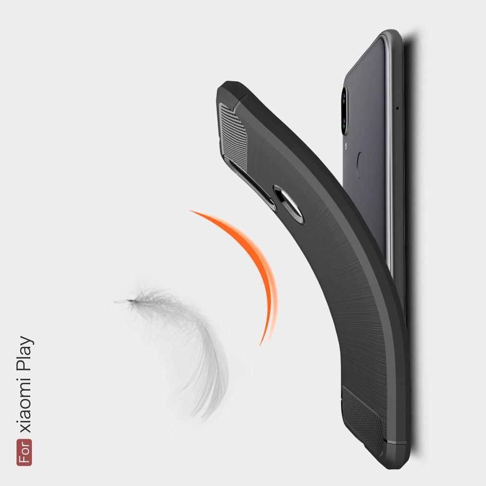 Carbon Fibre Силиконовый матовый бампер чехол для Xiaomi Mi Play Коралловый