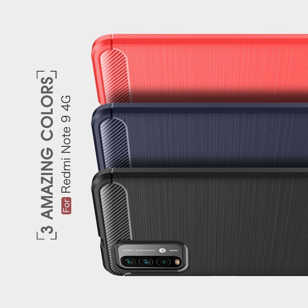 Carbon Fibre Силиконовый матовый бампер чехол для Xiaomi Poco M3 Красный