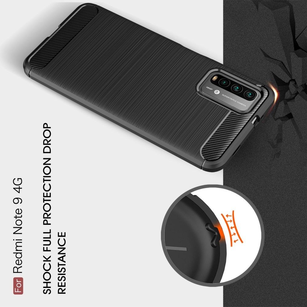 Carbon Fibre Силиконовый матовый бампер чехол для Xiaomi Poco M3 Синий