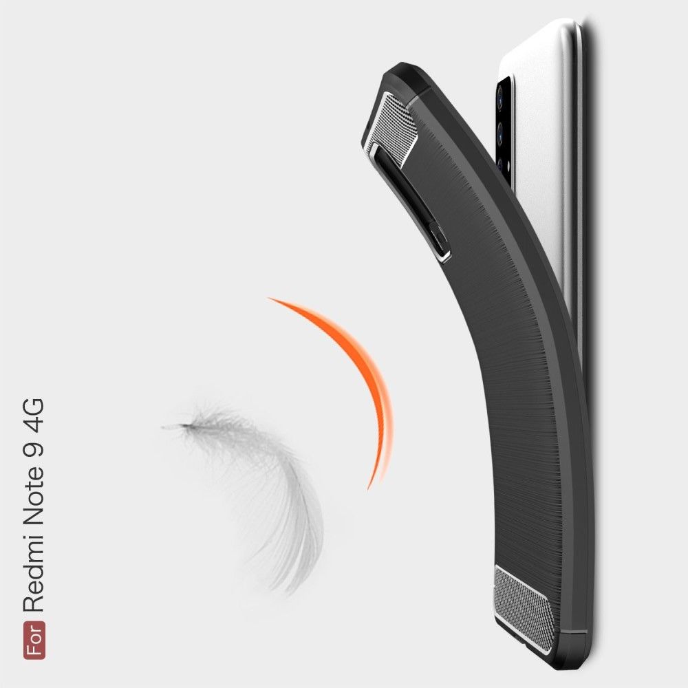 Carbon Fibre Силиконовый матовый бампер чехол для Xiaomi Poco M3 Синий