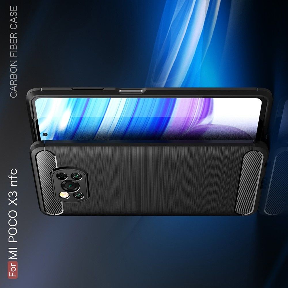 Carbon Fibre Силиконовый матовый бампер чехол для Xiaomi Poco X3 NFC Красный