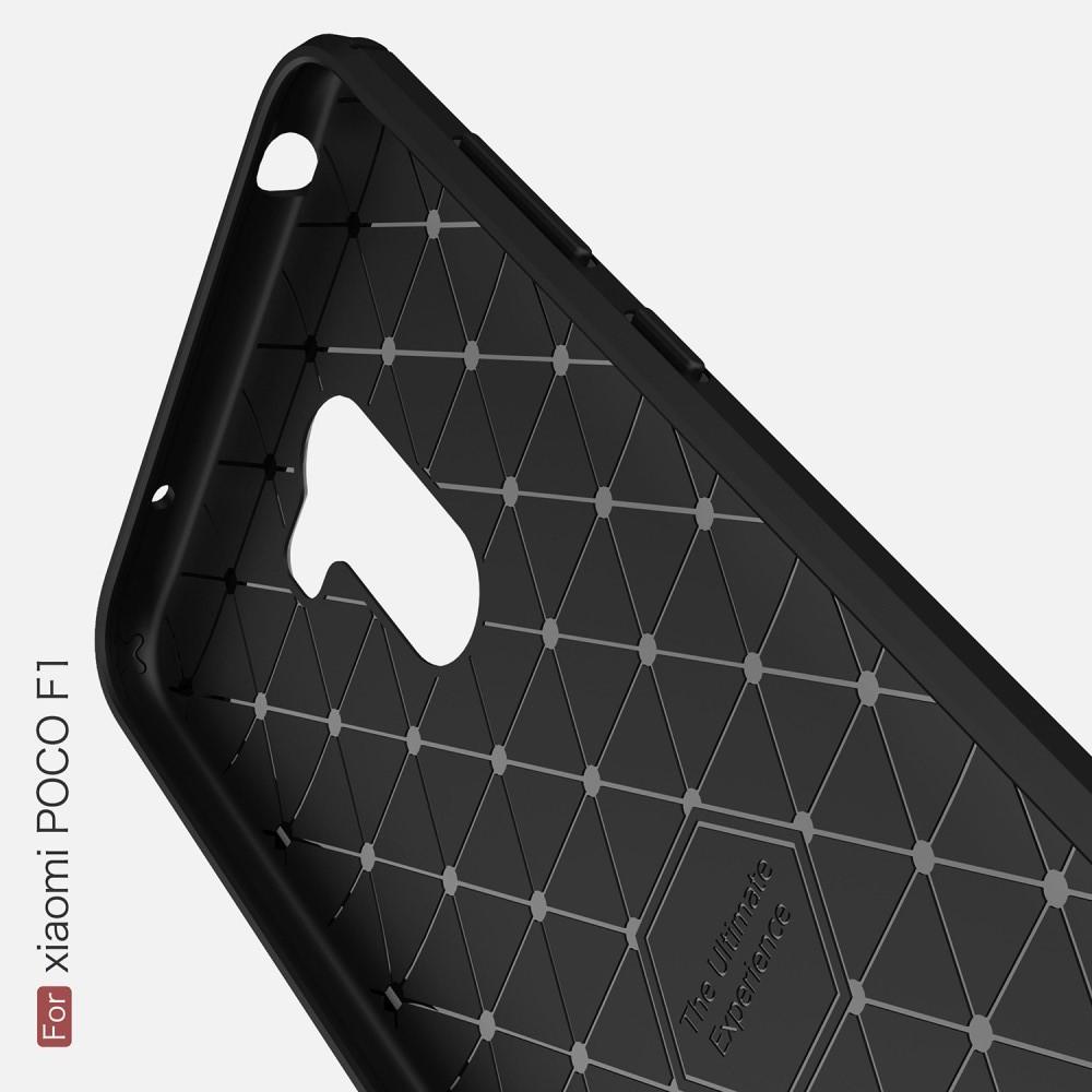 Carbon Fibre Силиконовый матовый бампер чехол для Xiaomi Pocophone F1 Синий