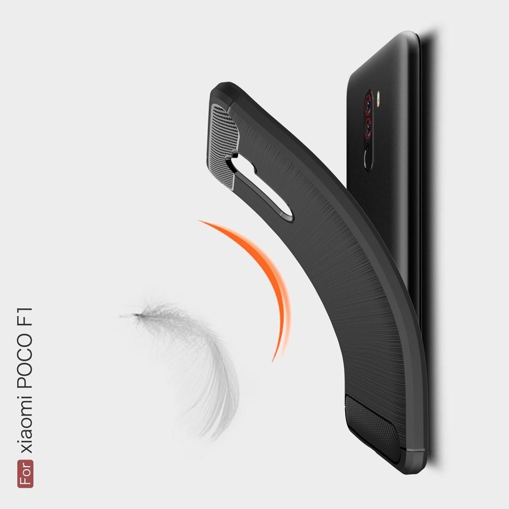 Carbon Fibre Силиконовый матовый бампер чехол для Xiaomi Pocophone F1 Черный