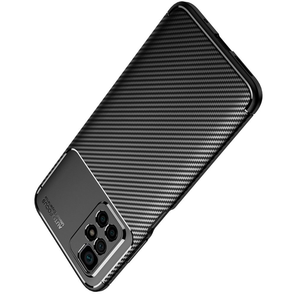 Carbon Fibre Силиконовый матовый бампер чехол для Xiaomi Redmi 10 Черный