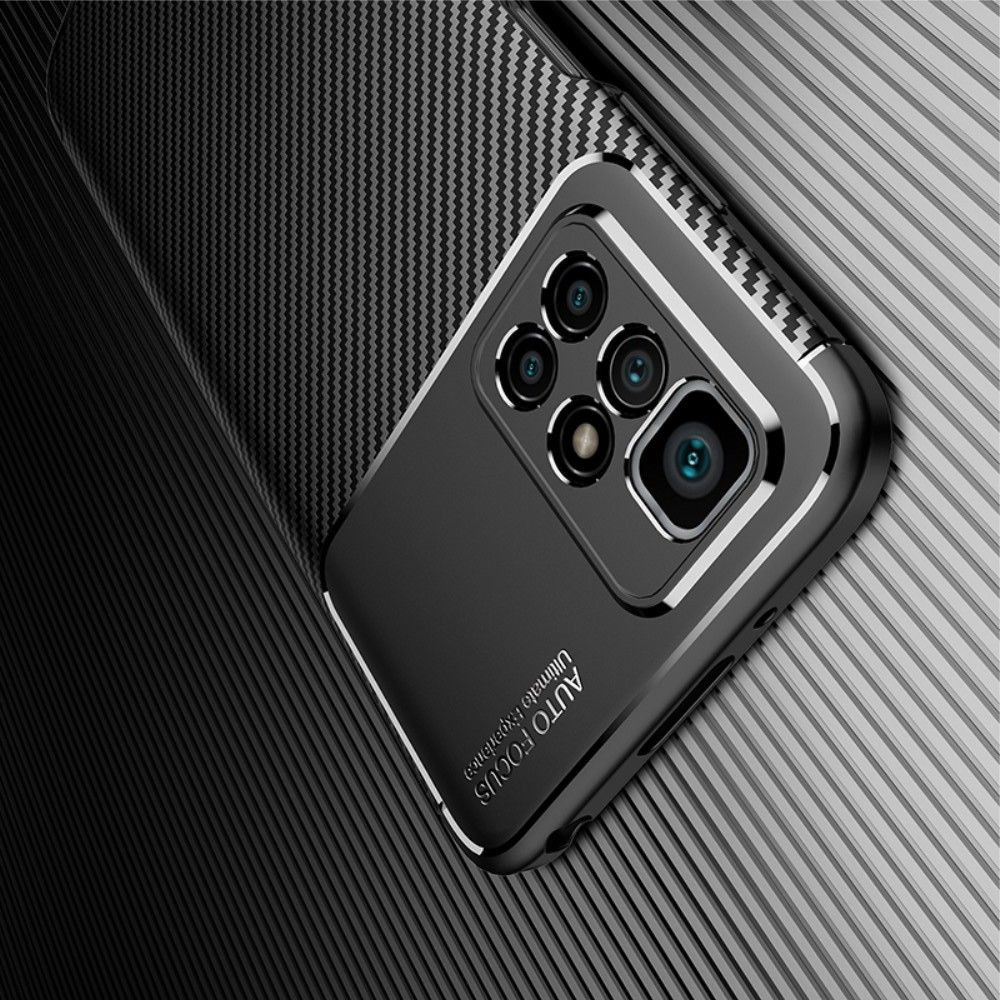 Carbon Fibre Силиконовый матовый бампер чехол для Xiaomi Redmi 10 Черный