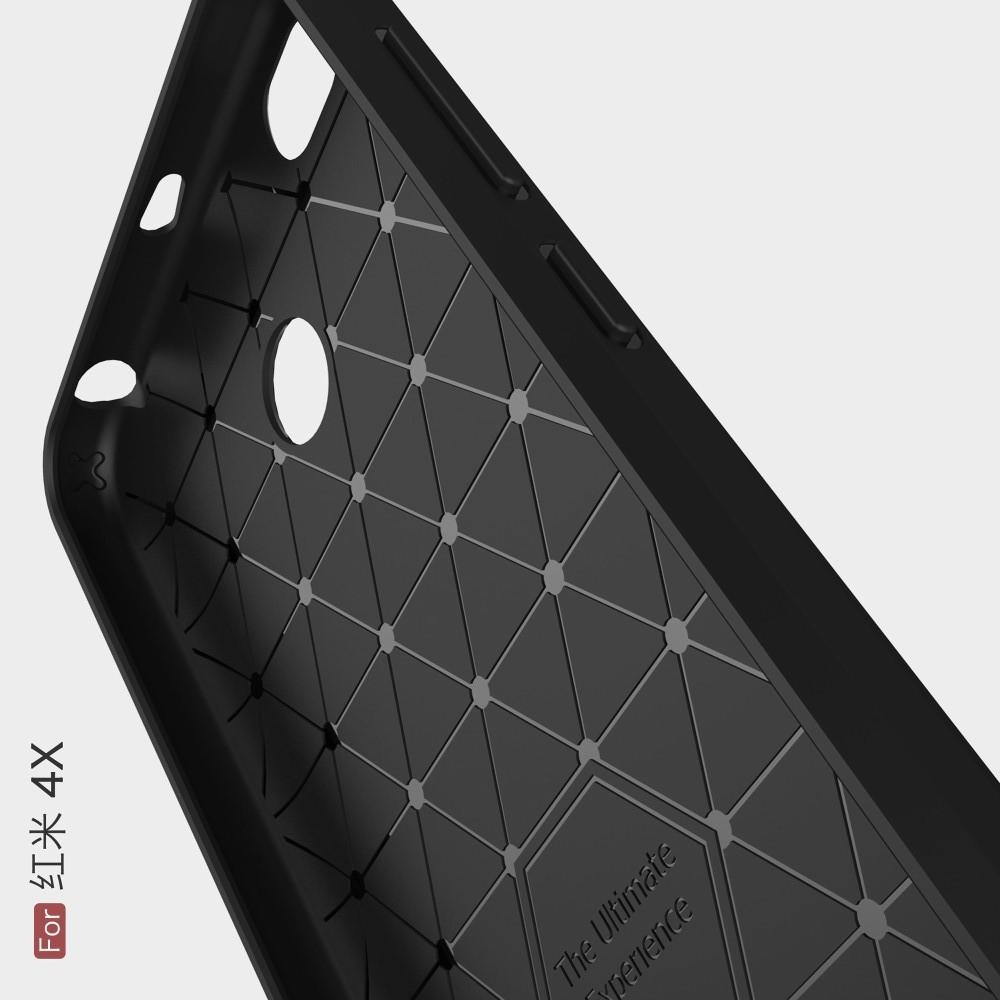 Carbon Fibre Силиконовый матовый бампер чехол для Xiaomi Redmi 4X Черный