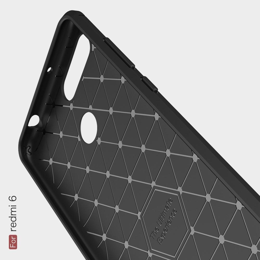 Carbon Fibre Силиконовый матовый бампер чехол для Xiaomi Redmi 6 Серый