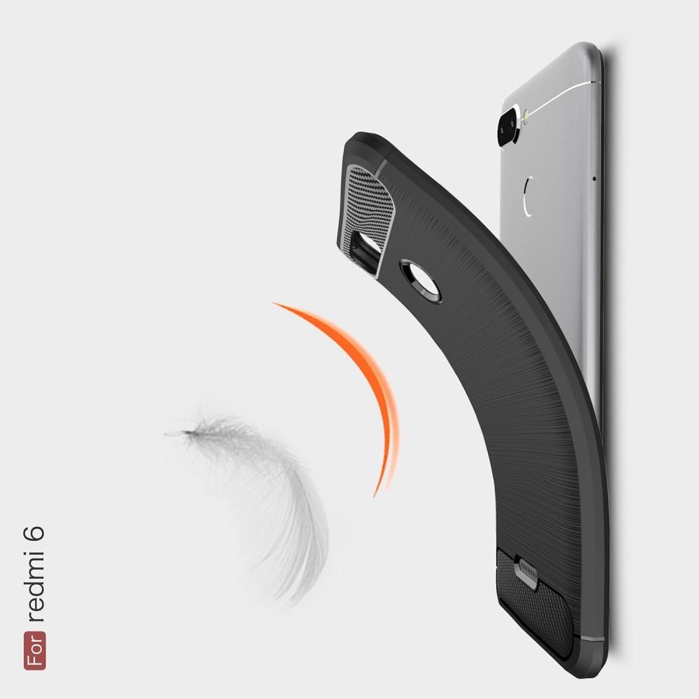 Carbon Fibre Силиконовый матовый бампер чехол для Xiaomi Redmi 6 Серый