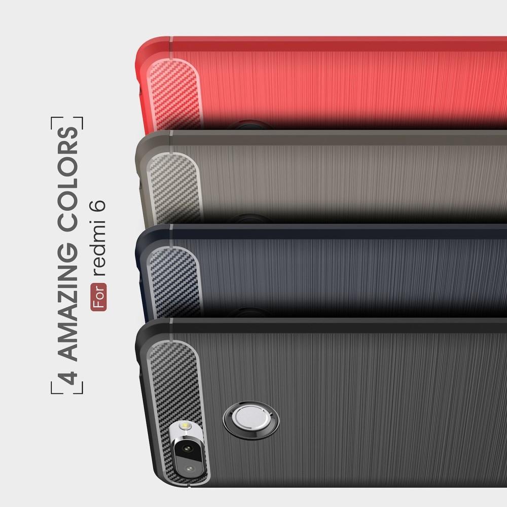 Carbon Fibre Силиконовый матовый бампер чехол для Xiaomi Redmi 6 Синий
