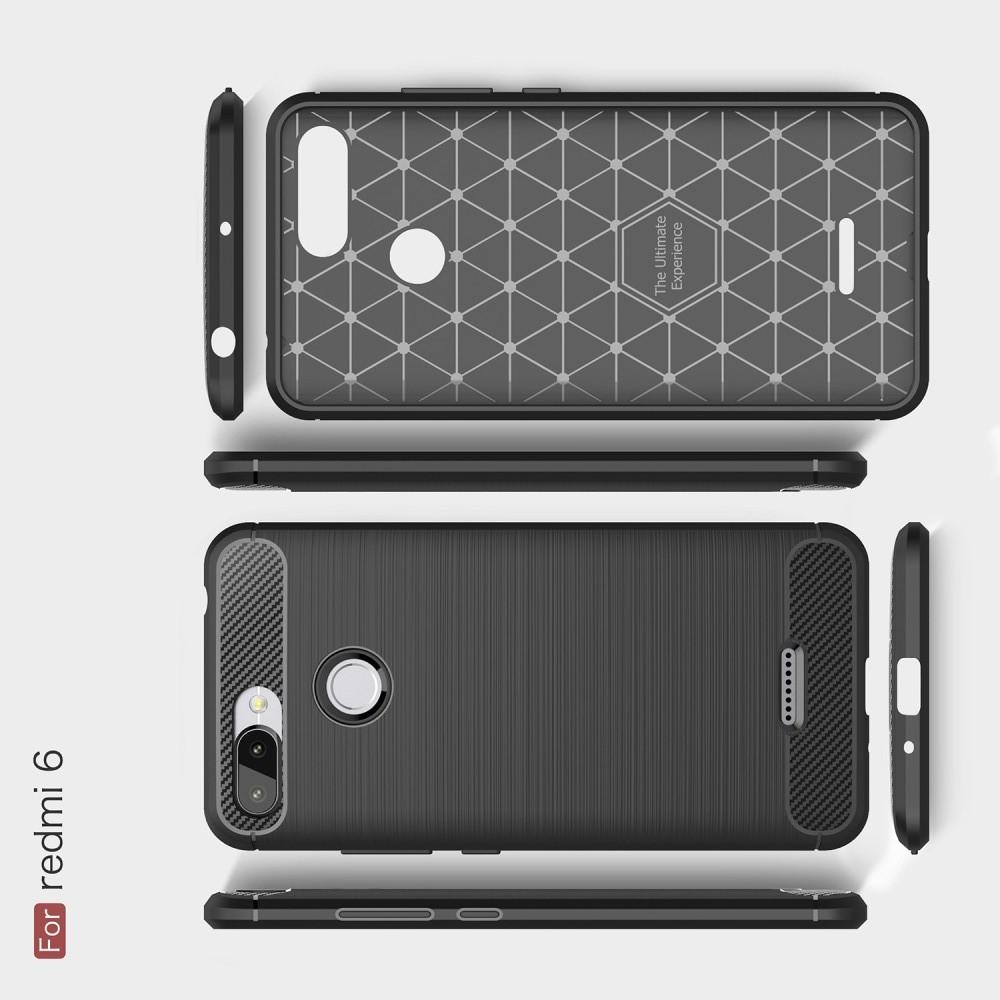 Carbon Fibre Силиконовый матовый бампер чехол для Xiaomi Redmi 6 Черный