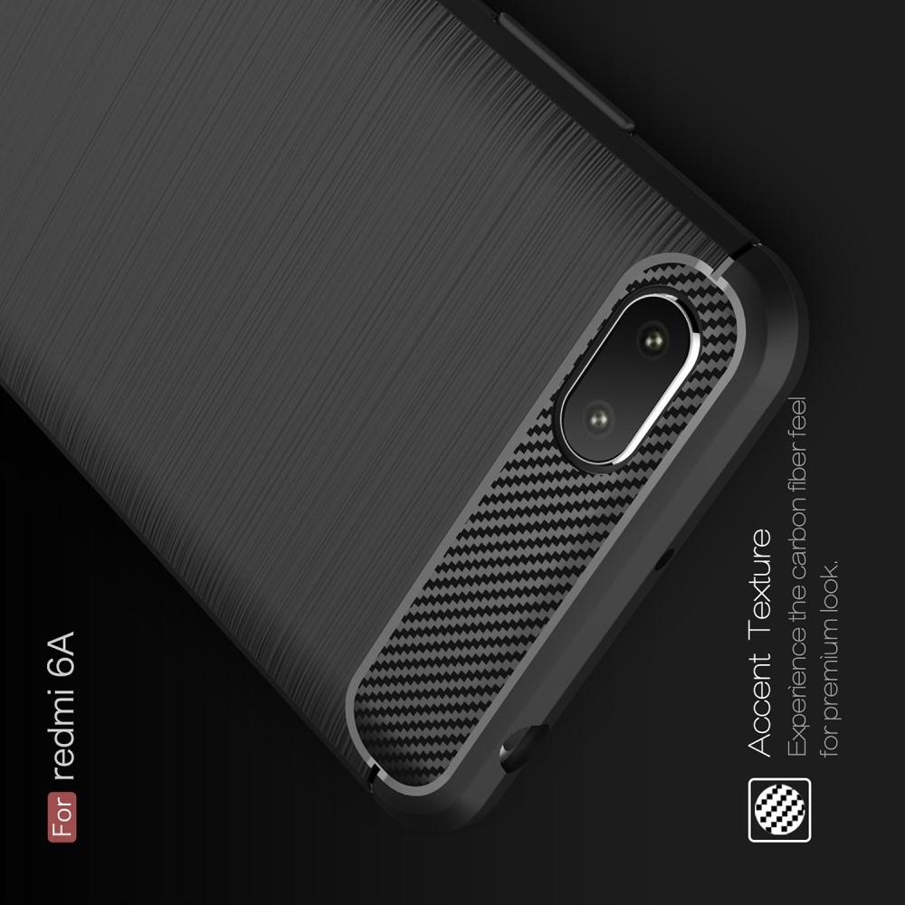 Carbon Fibre Силиконовый матовый бампер чехол для Xiaomi Redmi 6A Черный