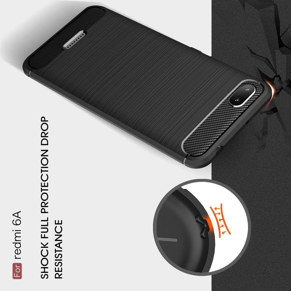 Carbon Fibre Силиконовый матовый бампер чехол для Xiaomi Redmi 6A Синий