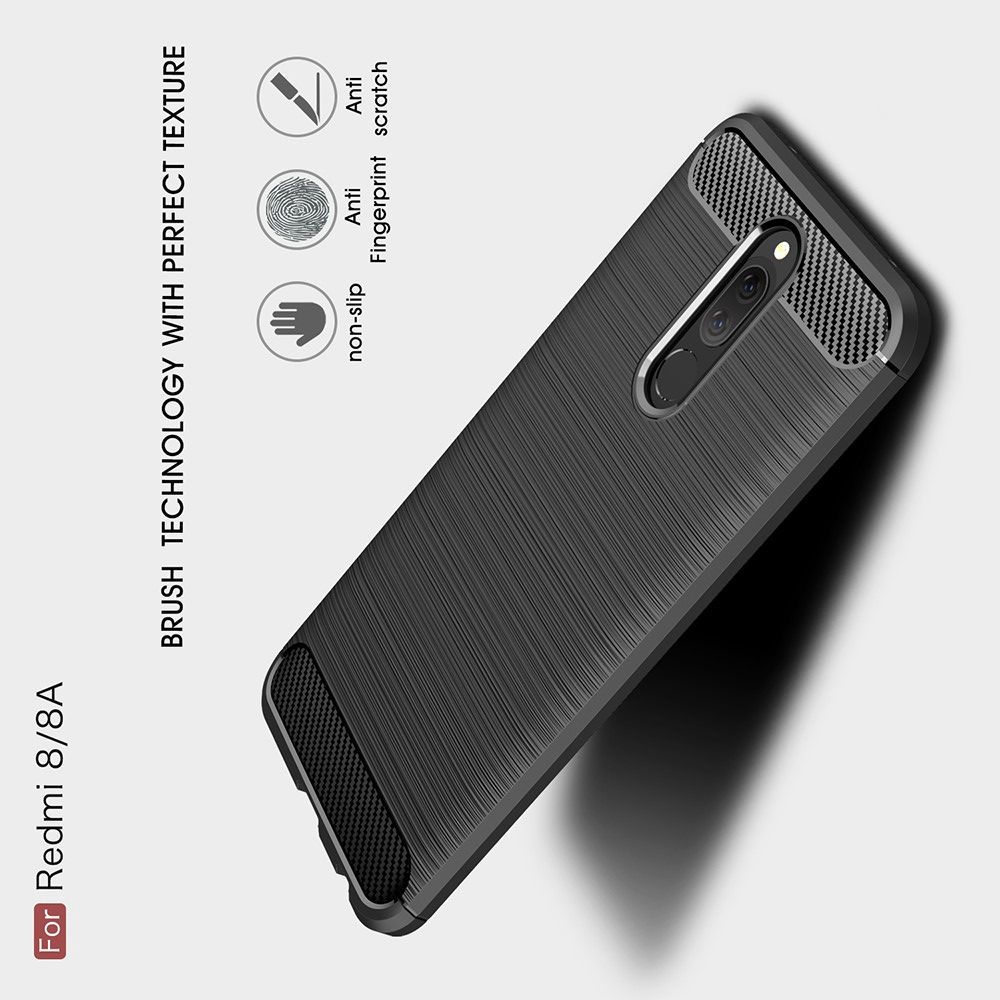 Carbon Fibre Силиконовый матовый бампер чехол для Xiaomi Redmi 8A / Redmi 8 Красный