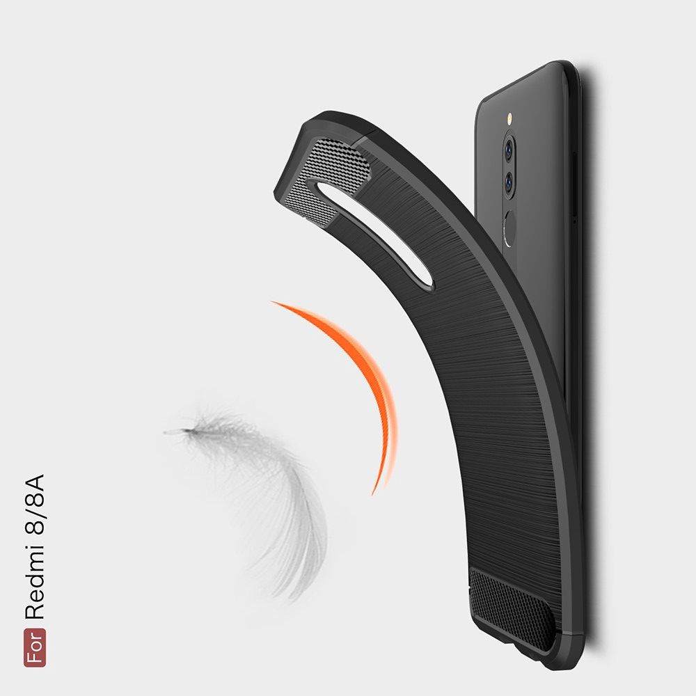 Carbon Fibre Силиконовый матовый бампер чехол для Xiaomi Redmi 8A / Redmi 8 Черный