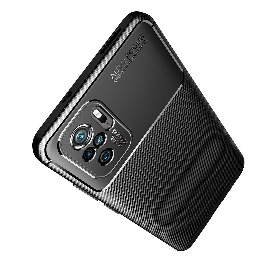 Carbon Fibre Силиконовый матовый бампер чехол для Xiaomi Redmi Note 10 Черный