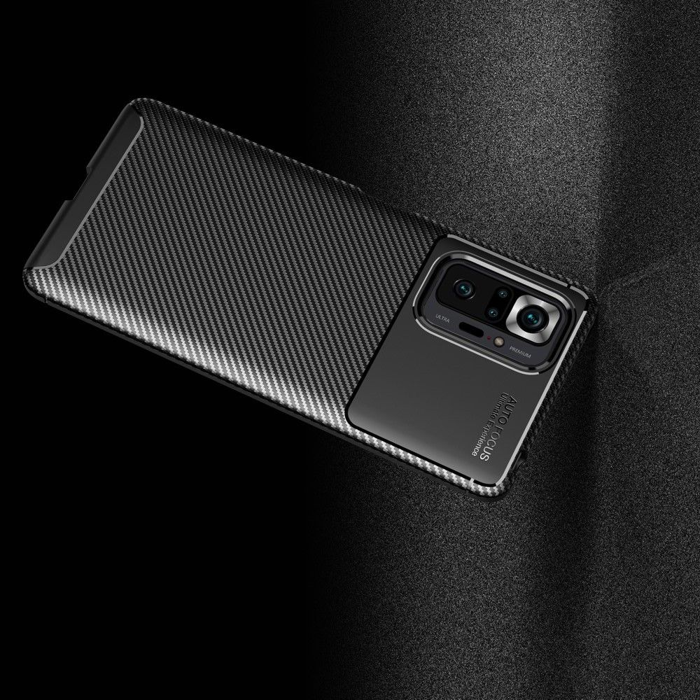 Carbon Fibre Силиконовый матовый бампер чехол для Xiaomi Redmi Note 10 Pro Коричневый
