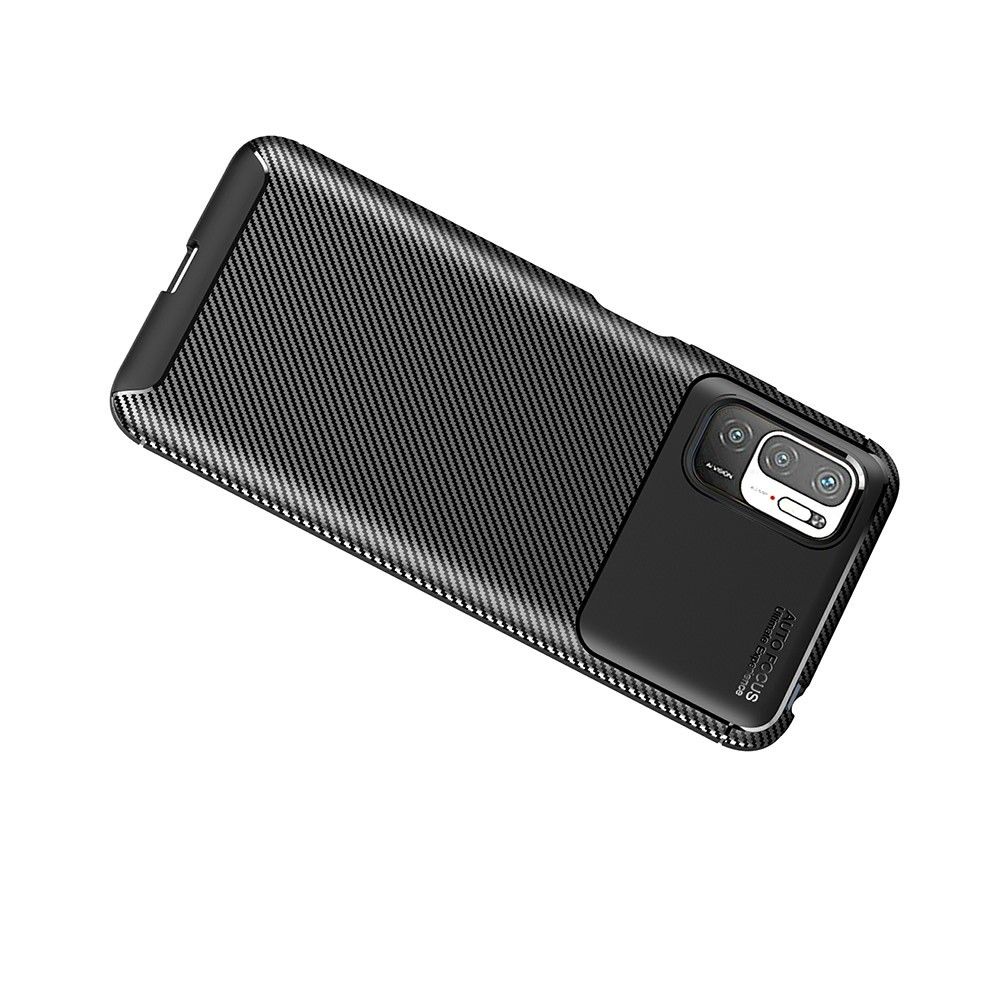 Carbon Fibre Силиконовый матовый бампер чехол для Xiaomi Redmi Note 10T / POCO M3 PRO Коричневый