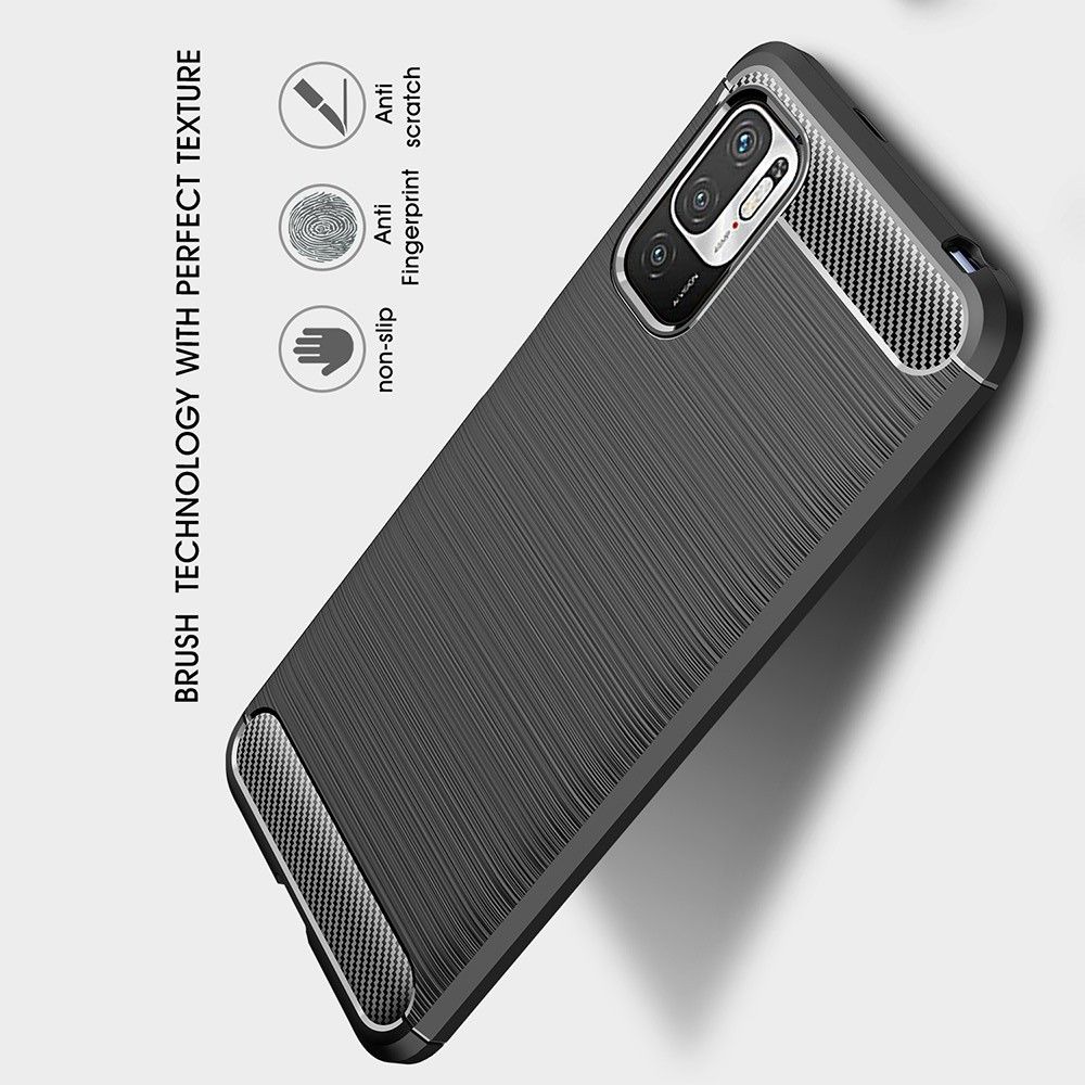 Carbon Fibre Силиконовый матовый бампер чехол для Xiaomi Redmi Note 10T / POCO M3 PRO Красный