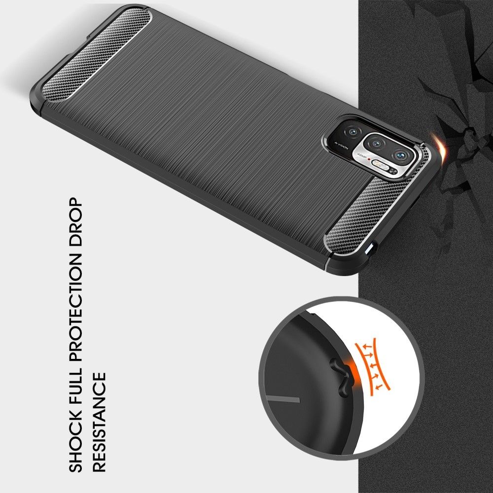 Carbon Fibre Силиконовый матовый бампер чехол для Xiaomi Redmi Note 10T / POCO M3 PRO Красный