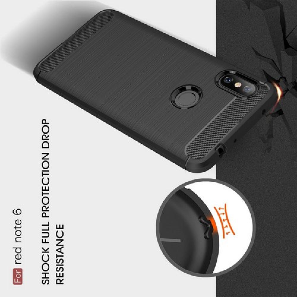 Carbon Fibre Силиконовый матовый бампер чехол для Xiaomi Redmi Note 6 / Note 6 Pro Синий