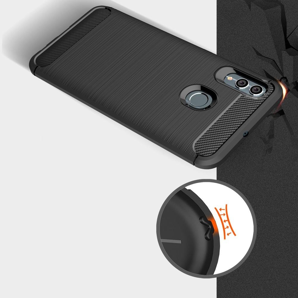 Carbon Fibre Силиконовый матовый бампер чехол для Xiaomi Redmi Note 7 / Note 7 Pro Синий