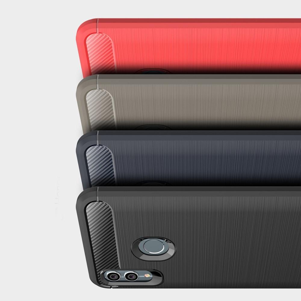 Carbon Fibre Силиконовый матовый бампер чехол для Xiaomi Redmi Note 7 / Note 7 Pro Коралловый