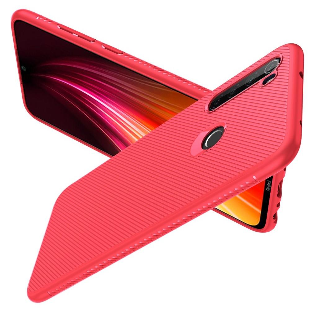 Carbon Fibre Силиконовый матовый бампер чехол для Xiaomi Redmi Note 8 Красный