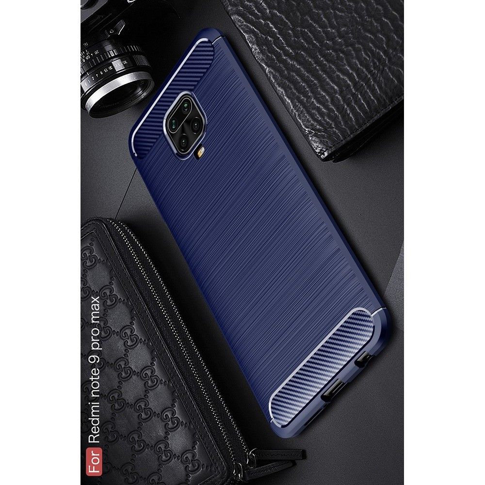 Carbon Fibre Силиконовый матовый бампер чехол для Xiaomi Redmi Note 9 Pro / 9S / / 9S Черный
