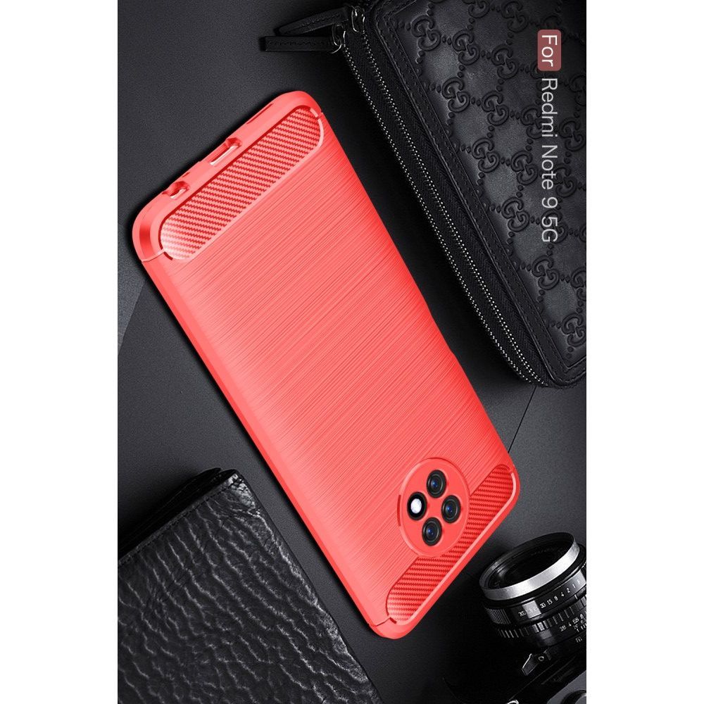 Carbon Fibre Силиконовый матовый бампер чехол для Xiaomi Redmi Note 9T Синий
