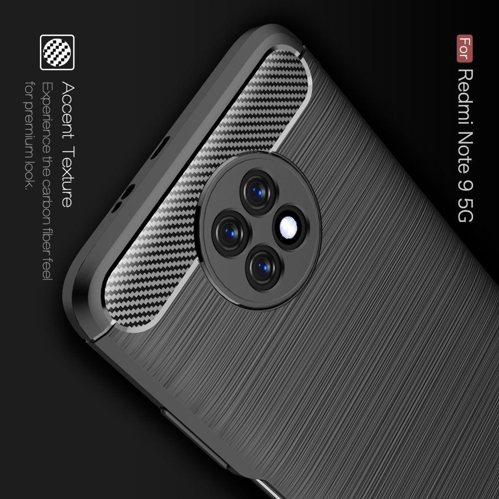 Carbon Fibre Силиконовый матовый бампер чехол для Xiaomi Redmi Note 9T Черный