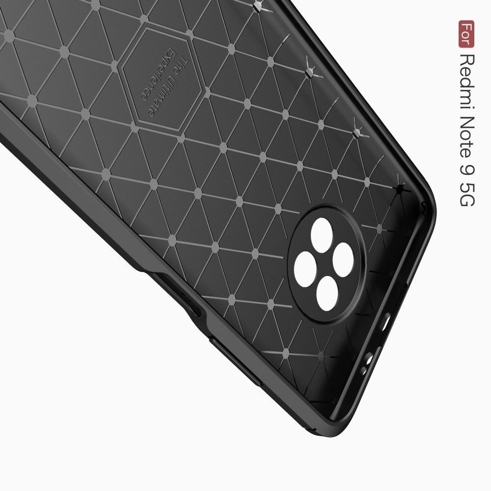 Carbon Fibre Силиконовый матовый бампер чехол для Xiaomi Redmi Note 9T Синий