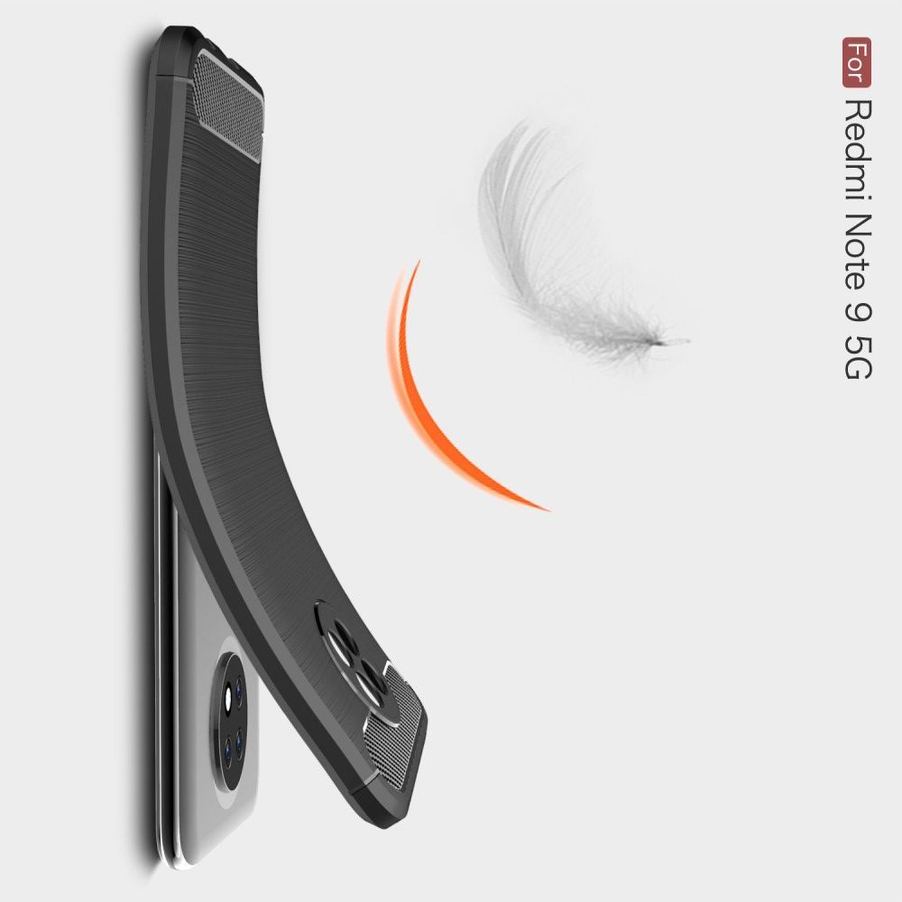 Carbon Fibre Силиконовый матовый бампер чехол для Xiaomi Redmi Note 9T Красный