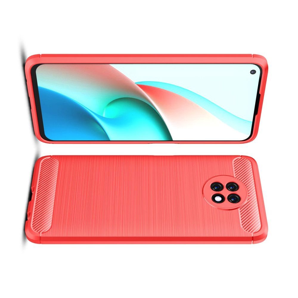 Carbon Fibre Силиконовый матовый бампер чехол для Xiaomi Redmi Note 9T Красный