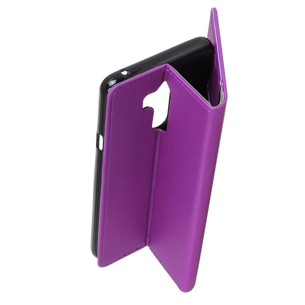 Чехол Книжка из Гладкой Искусственной Кожи для Alcatel 7 с Кошельком для Карты Фиолетовый