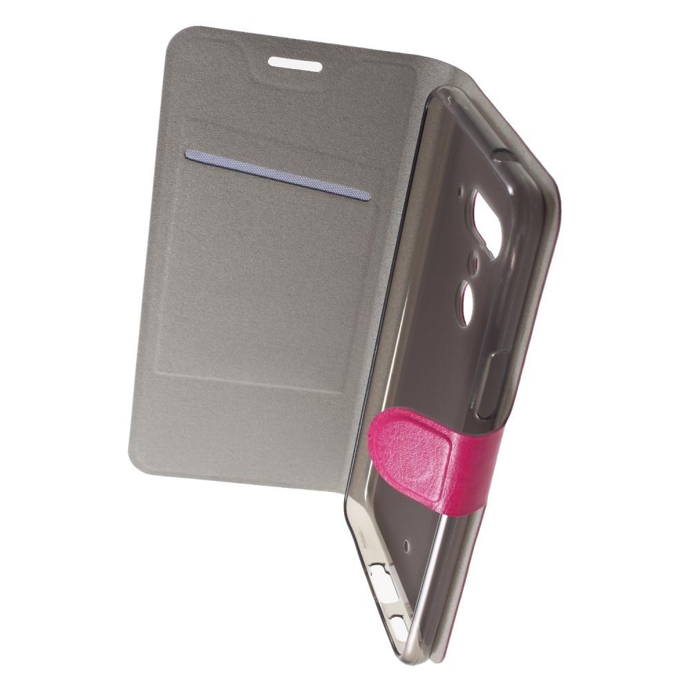 Чехол Книжка из Гладкой Искусственной Кожи для HTC U12+ с Кошельком для Карты Розовый