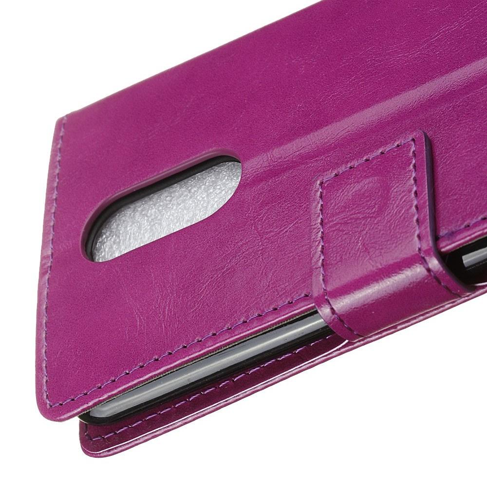 Чехол Книжка из Гладкой Искусственной Кожи для LG K11+ / K11 Plus с Кошельком для Карты Фиолетовый