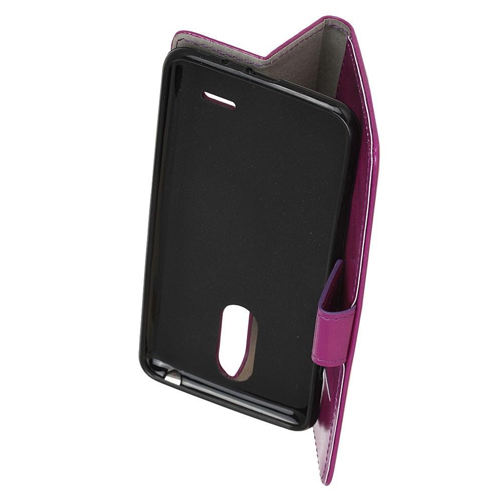 Чехол Книжка из Гладкой Искусственной Кожи для LG K11+ / K11 Plus с Кошельком для Карты Фиолетовый