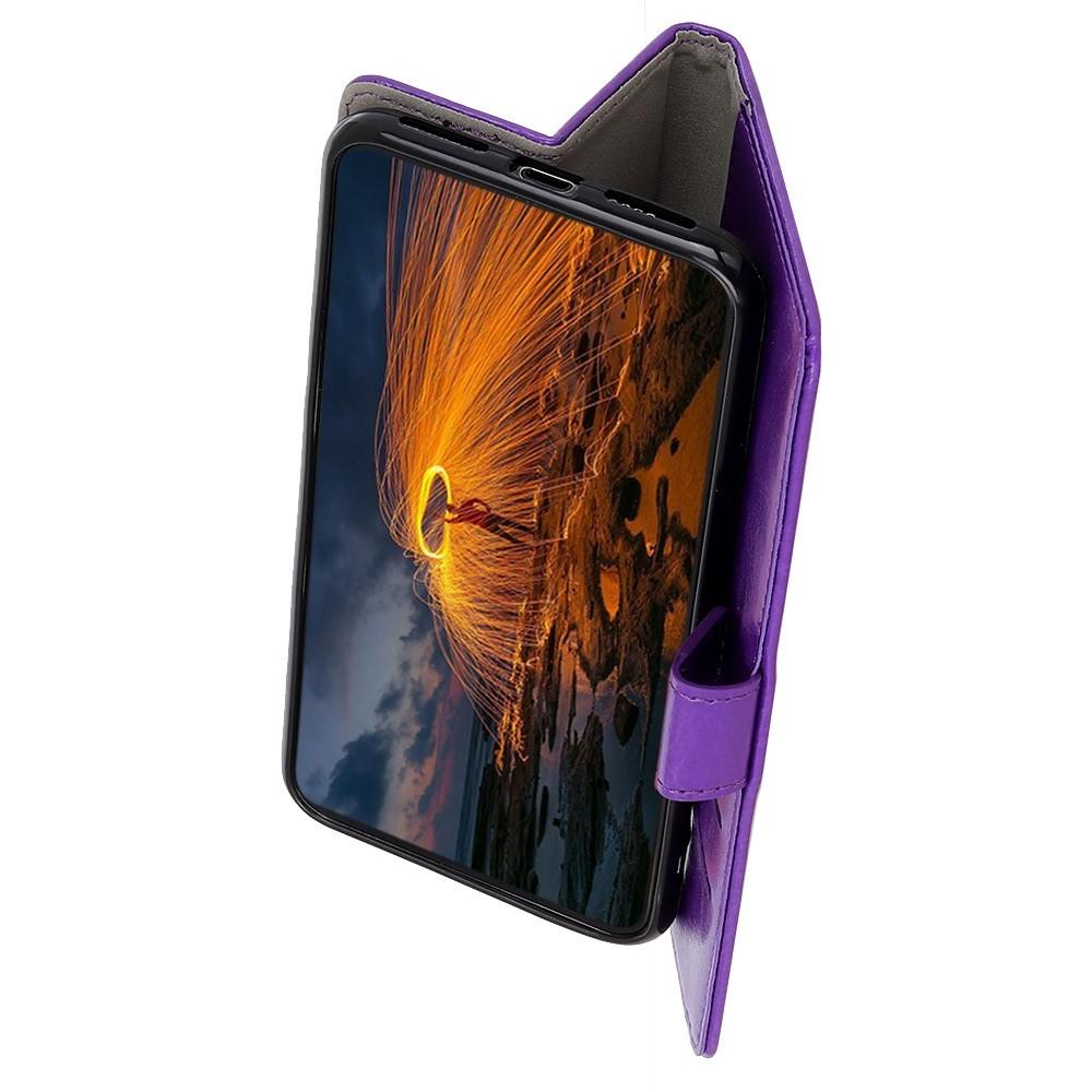 Чехол Книжка из Гладкой Искусственной Кожи для Nokia 1 Plus с Кошельком для Карты Фиолетовый