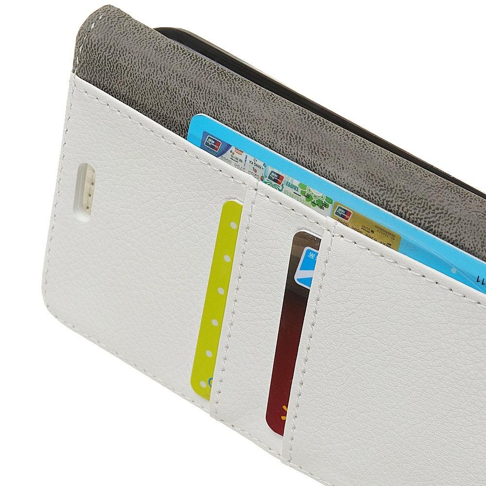 Чехол Книжка из Гладкой Искусственной Кожи для Samsung Galaxy A7 2018 SM-A750 с Кошельком для Карты Белый