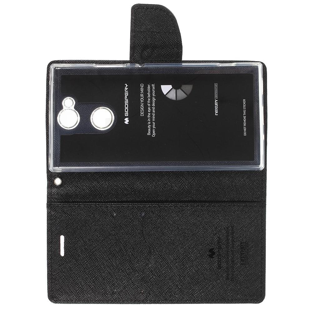 Чехол Книжка из Гладкой Искусственной Кожи для Sony Xperia XA2 с Кошельком для Карты Черный