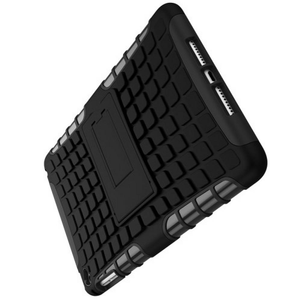 Двухкомпонентный Противоскользящий Гибридный Противоударный Чехол для Apple iPad mini 2019 с Подставкой Черный