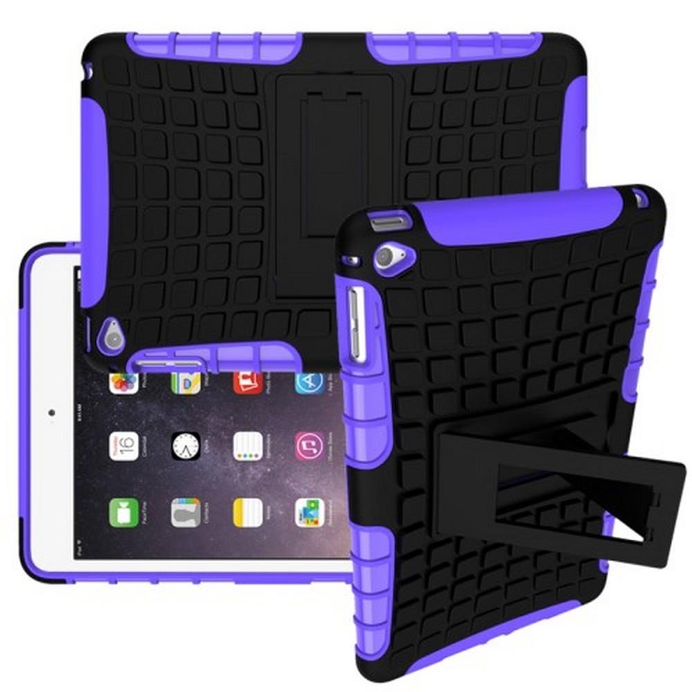 Двухкомпонентный Противоскользящий Гибридный Противоударный Чехол для Apple iPad mini 2019 с Подставкой Фиолетовый
